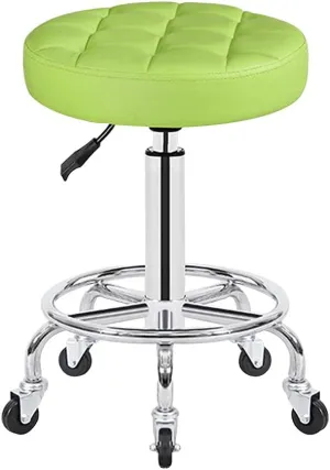 Adjustable Height Stool with 5 Wheels/Thick Sponge,Modern Chrome Steel PU Leather Bar Stool Work Shop Stool,Hydraulic Rolling Swivel Salon Stool,Massage Spa Tattoo C red,Green (Green)