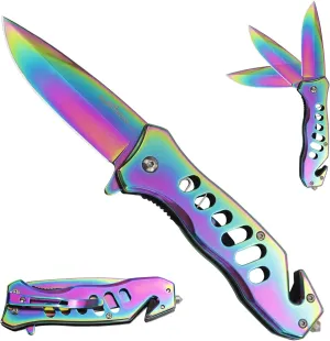 ALBATROSS Multifunction Folding Pocket Knife with Glass Breaker, Seatbelt Cutter, Spring Assisted Open, 440C Stainless Steel 3" Blade, 7.5" Overall (Multi)