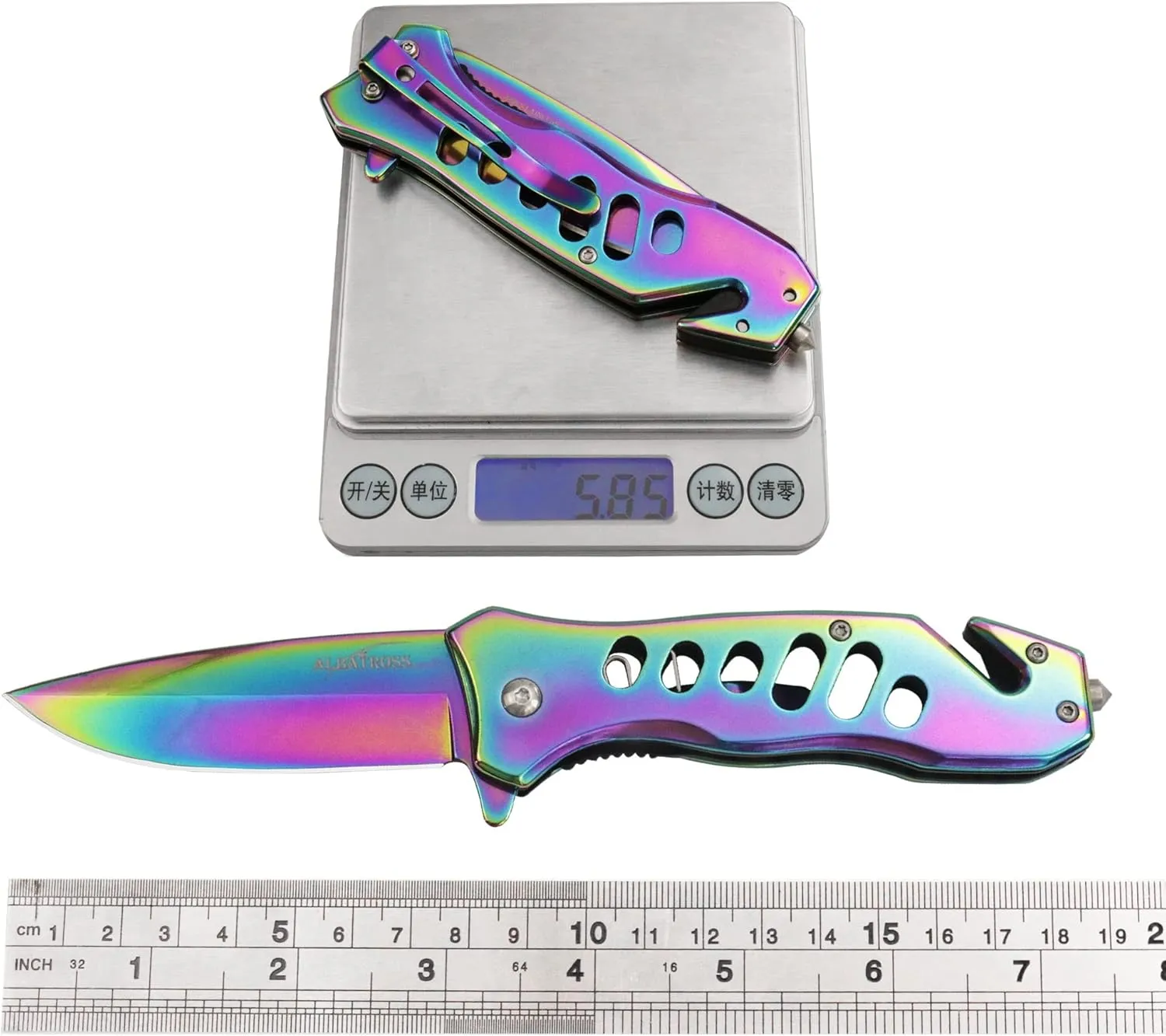 ALBATROSS Multifunction Folding Pocket Knife with Glass Breaker, Seatbelt Cutter, Spring Assisted Open, 440C Stainless Steel 3" Blade, 7.5" Overall (Multi)