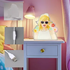 Allenjoy Cartoon Singer Flower Floral Light USB Lightbox Night Light Room Decor
