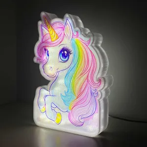 Allenjoy Unicorn Night Light Up Box for Kids Girls Birthday Gifts USB Powered Lamp Lightbox Bedroom Room Wall Art Table Desk Decorations Decor Sign