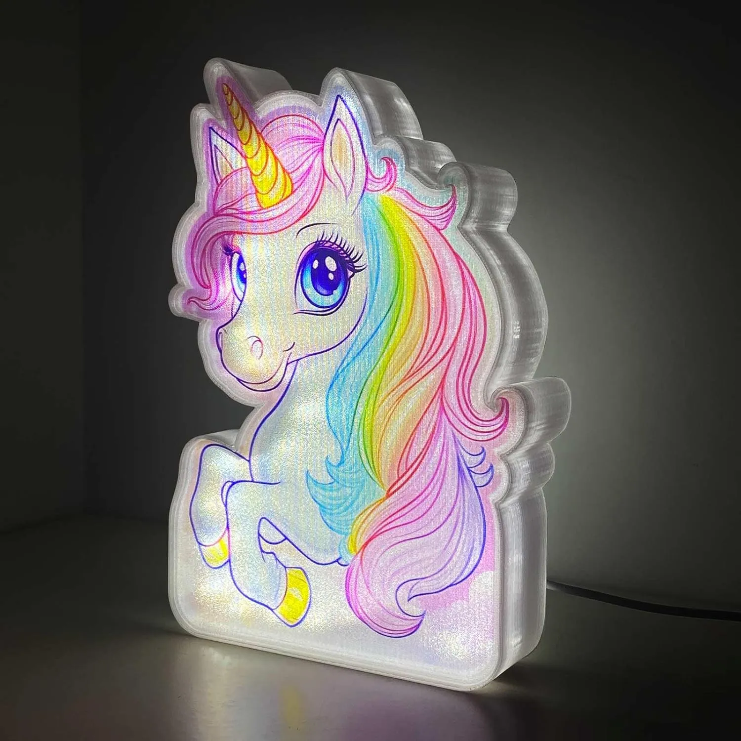 Allenjoy Unicorn Night Light Up Box for Kids Girls Birthday Gifts USB Powered Lamp Lightbox Bedroom Room Wall Art Table Desk Decorations Decor Sign