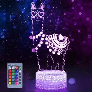 Alpaca Llama 3D Optical Illusion Lamp,16 Colors Change with Remote & Touch Control, Llama Night Light for Kids Bedroom Home Office Decor, Lama Gifts for Girls Boys Birthday Alpaca Lovers