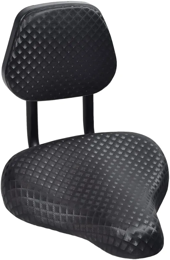AlveyTech Bike Saddle Seat with Backrest - Wide Soft Comfort Replacement with Padded Back Cushion - Universal Adult Trike Seat Mountain Bikes, Road Cruiser Bicycle, Exercise Tricycle