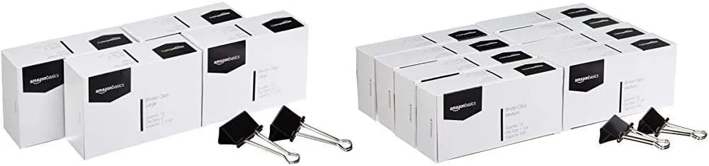 Amazon Basics Binder Paper Clips, Large (48 Count) and Medium (96 Count)