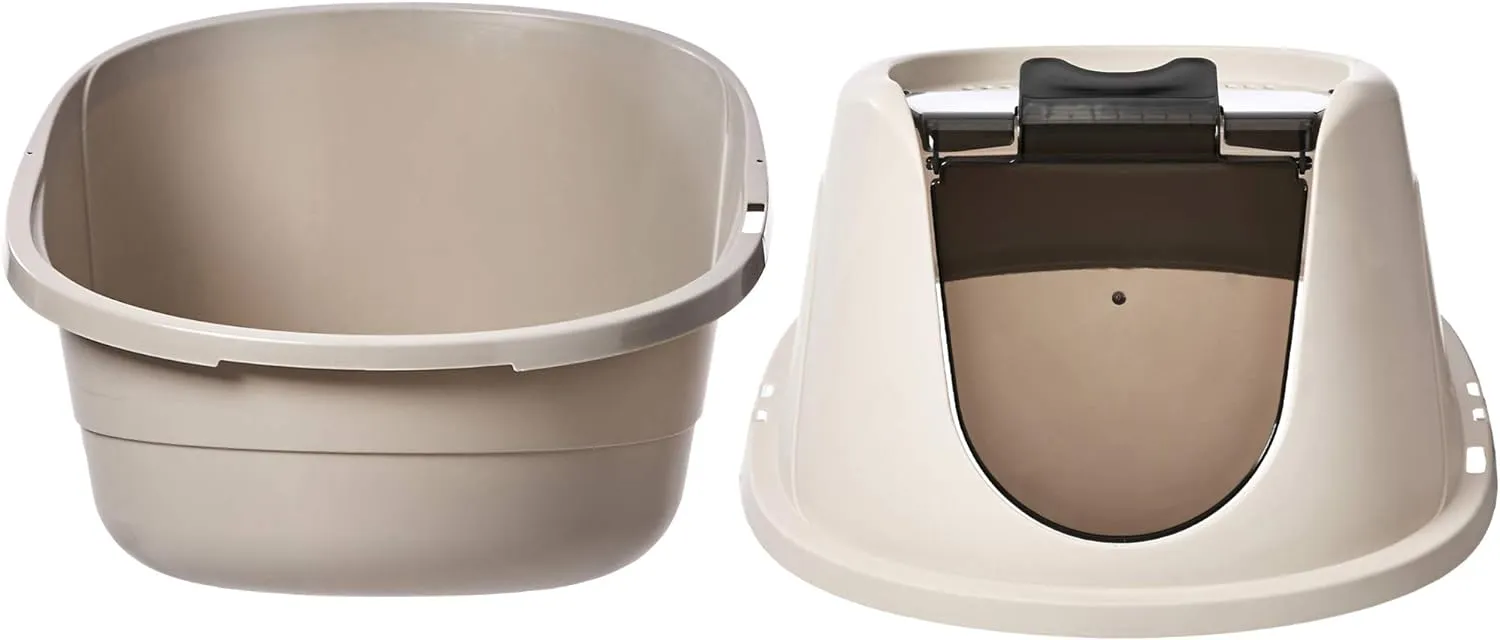 Amazon Basics No-Mess Hooded Enclosed Cat Litter Box, Large, Multicolor, 24 in x 18 in x 17 in