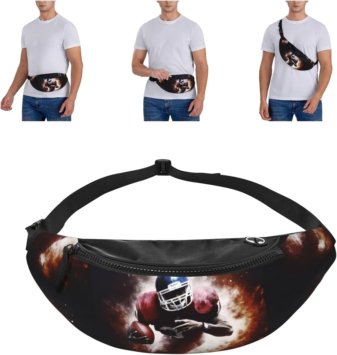 American Football Fanny Pack for Man Women Waist Bag Adjustable Belt Casual Chest Bag Bum Bags for Travel Sports Running Hiking Waist Packs