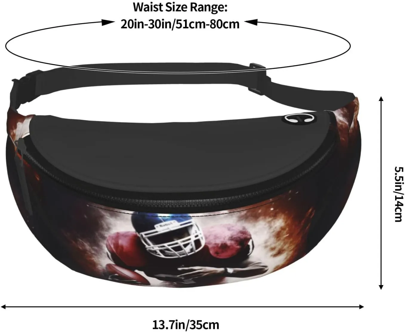 American Football Fanny Pack for Man Women Waist Bag Adjustable Belt Casual Chest Bag Bum Bags for Travel Sports Running Hiking Waist Packs