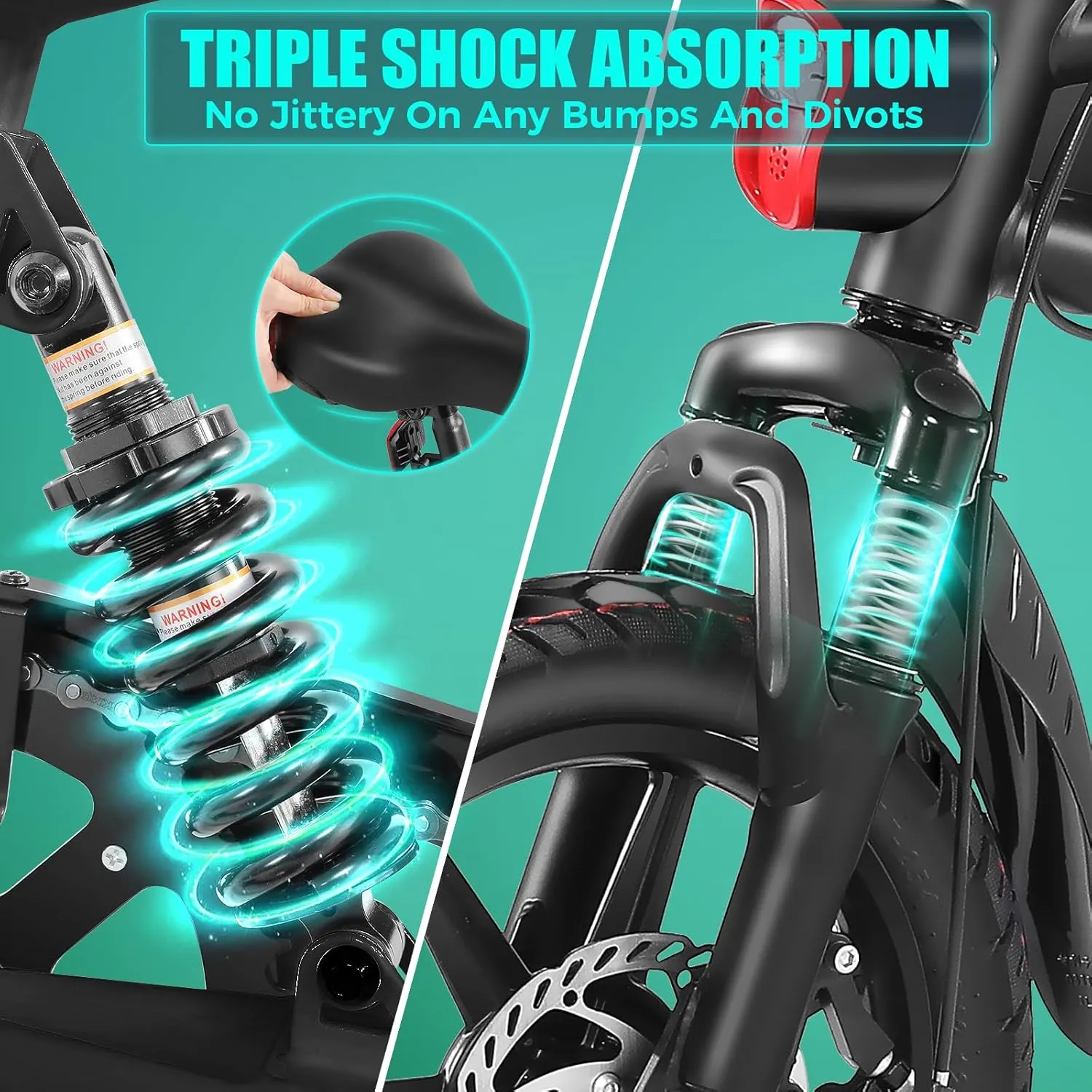 ANCHEER Folding Electric Bike for Adults, 374Wh Ebike, 20MPH Electric Bikes, 14" Foldable Electric Bicycle, 20-50 Miles Electric Bikes, E Bike, LCD Display, Dual Suspension, UL 2849 Certified