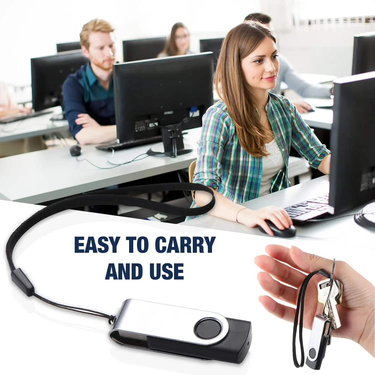 Aoriher 50 Pack USB 2.0 Flash Drives Bulk, Portable USB Thumb Drives with Lanyards, Swivel Flash Drives Thumb Drives for Office School Data Storage (512MB)