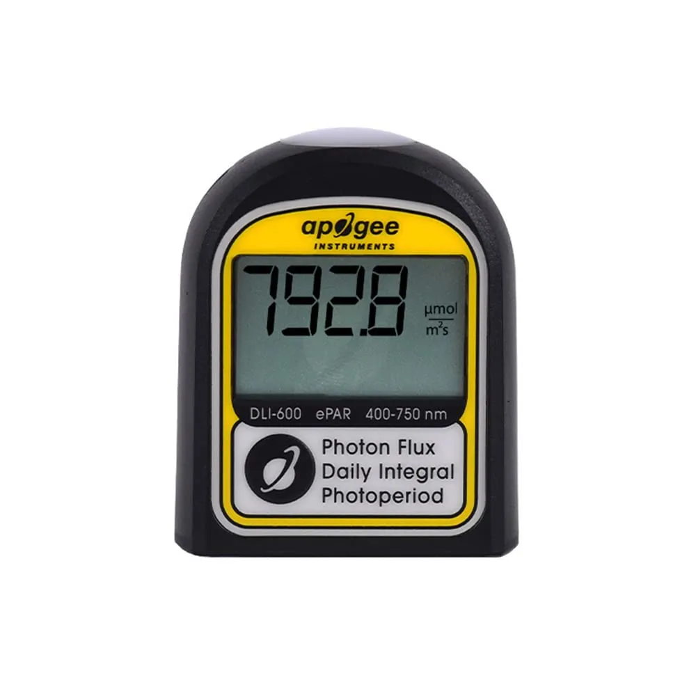 Apogee Instruments DLI-600 ePAR, Daily Light Integral, and Photoperiod Meter - ePAR 400-750 nm Light Measurement Tool for Plants & Agriculture