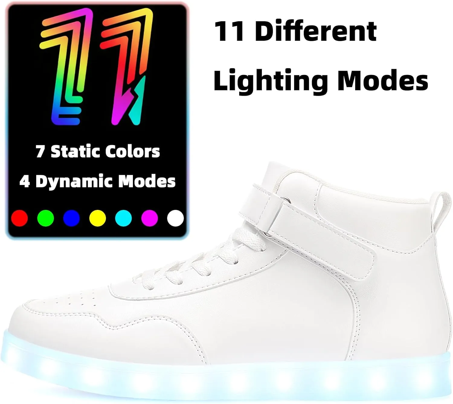 APTESOL Unisex LED Shoes High Top Light Up Sneakers for Women Men