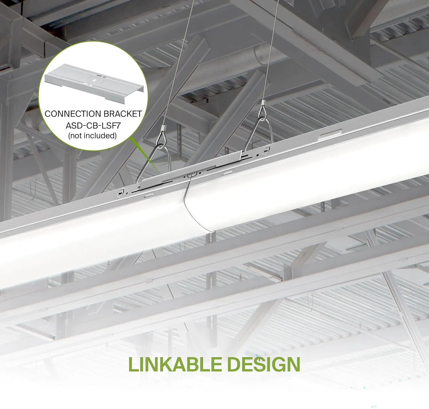 ASD 2ft LED Linear Strip Light Fixture with Emergency Battery Backup & Q-Base | 15W-25W 120-277V 3500K-5000K Adjustable Linkable LED Shop Light | UL DLC Stairwell Certified Luminaire