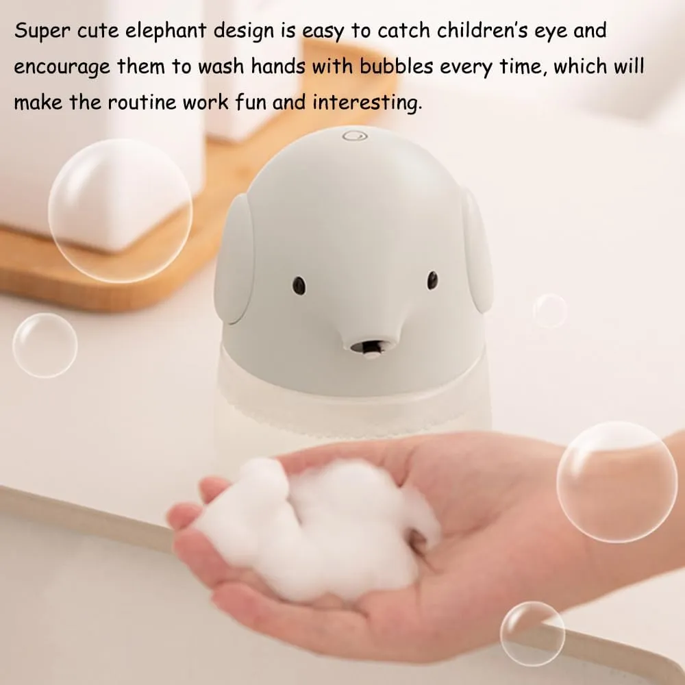 Automatic Soap Dispenser for Kids- Cute Pink Elephant Touchless Foaming Hand Soap Dispenser, Waterproof & USB Rechargeable, 13.5oz/ 400ml for Bathroom Countertop, Kitchen, Preschool Children