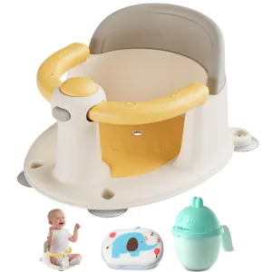 Baby Bath Seat 6 Months & up, Bath Seat for Baby, Infant Bath Seat with Suction Cups, Non-Slip, Detachable,Yellow