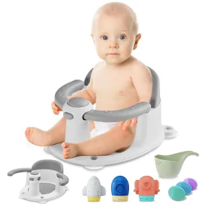 Baby Bath Seat for Babies 6 Months & up, Sure & Secure Suction Cups, Non-Slip Baby Bath Seat, Detachable, Safe & Comfortable Baby Bath Support, Sit Up Bath Seat for Baby, Grey