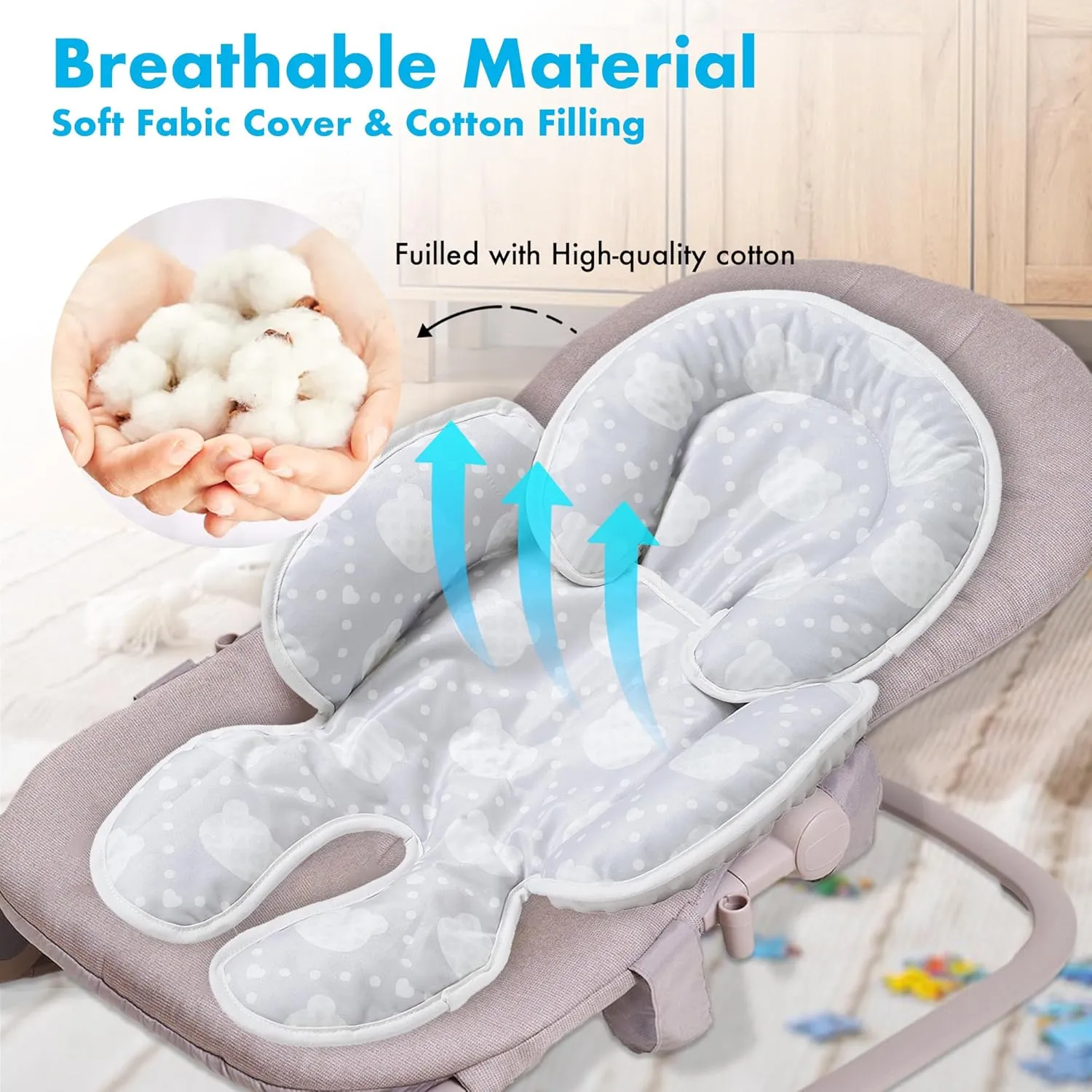 Baby Car seat Head Support, 2-in-1 Infant Car Seat Insert for Newborn Girls Boys Extra Soft Baby Support Pillow Cushion for Carseats, Strollers, Swings and Bouncers
