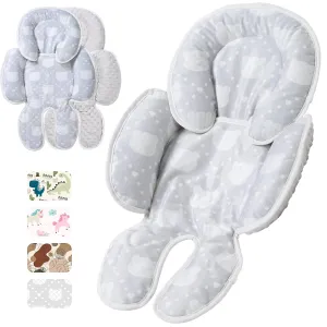 Baby Car seat Head Support, 2-in-1 Infant Car Seat Insert for Newborn Girls Boys Extra Soft Baby Support Pillow Cushion for Carseats, Strollers, Swings and Bouncers
