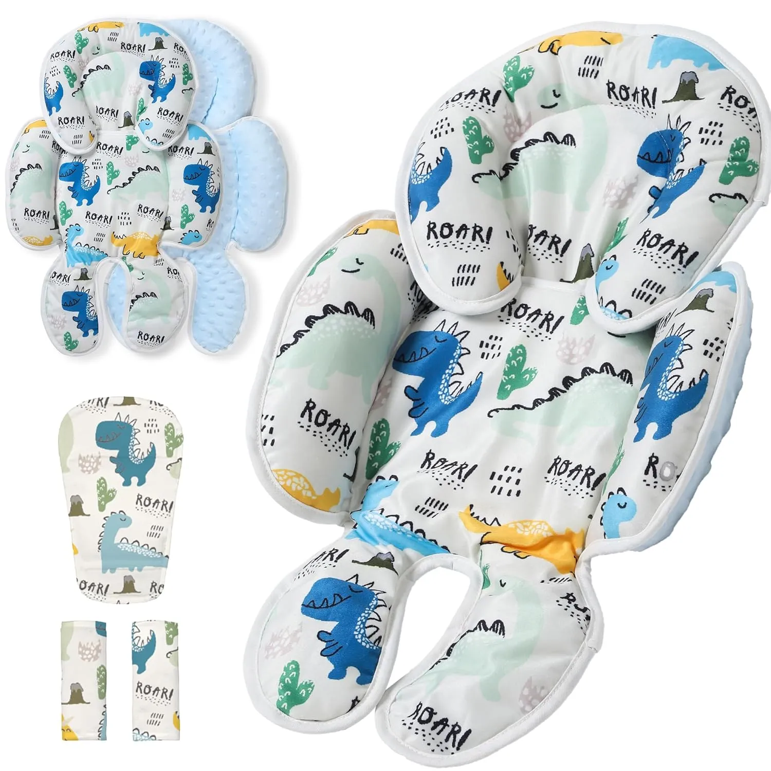 Baby Car seat Head Support, 2-in-1 Infant Car Seat Insert for Newborn Girls Boys Extra Soft Baby Support Pillow Cushion for Carseats, Strollers, Swings and Bouncers