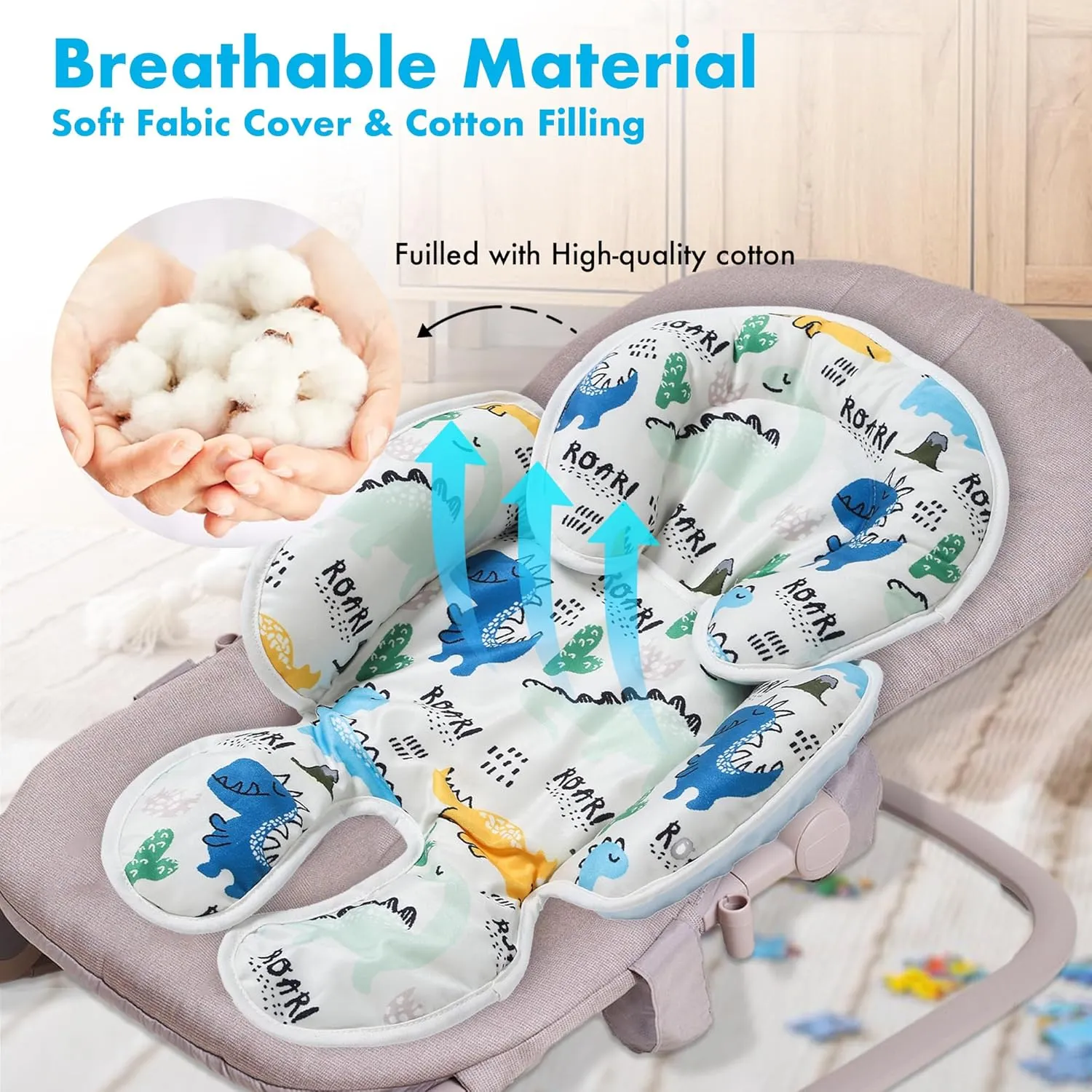 Baby Car seat Head Support, 2-in-1 Infant Car Seat Insert for Newborn Girls Boys Extra Soft Baby Support Pillow Cushion for Carseats, Strollers, Swings and Bouncers