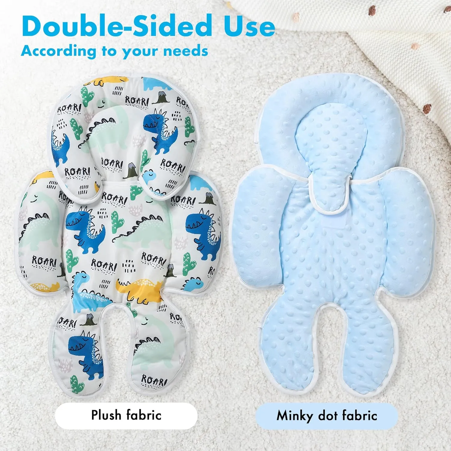 Baby Car seat Head Support, 2-in-1 Infant Car Seat Insert for Newborn Girls Boys Extra Soft Baby Support Pillow Cushion for Carseats, Strollers, Swings and Bouncers
