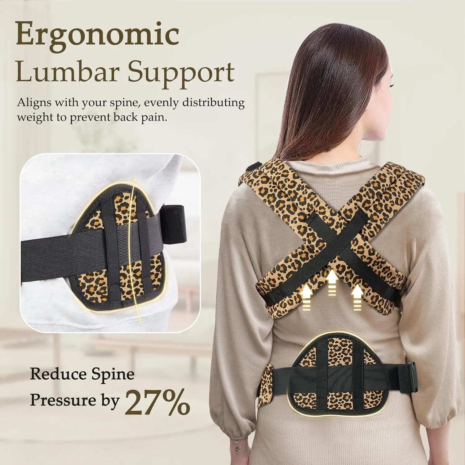 Baby Carrier with Lumbar Support, Ergonomic Infant Carrier Newborn to Toddler,Reversible Front Facing Baby Carrier with Hanging Ring,Easy Adjustable Toddler Holder Carrier for Mom Dad, Leopard