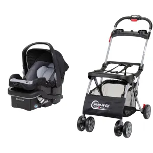 Baby Trend EZ-Lift™ 35 Plus Infant Car Seat, Dash Black & Snap N Go EX Polyester Lightweight Foldable Universal Single Infant Car Seat Carrier with 2 Cup Holder and Covered Compartment, Black