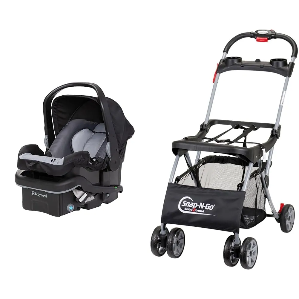 Baby Trend EZ-Lift™ 35 Plus Infant Car Seat, Dash Black & Snap N Go EX Polyester Lightweight Foldable Universal Single Infant Car Seat Carrier with 2 Cup Holder and Covered Compartment, Black