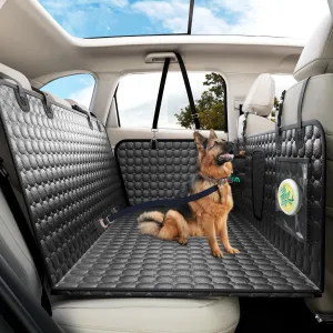 Back Seat Extender for Dogs, PU Leather Waterproof Dog Car Seat Cover for Back Seat with Hard Bottom Holds 400LBs, 2025 Upgraded Sturdy Dog Hammock for Cars/Trucks/SUVs, Anti-Scratch, Easy to Clean