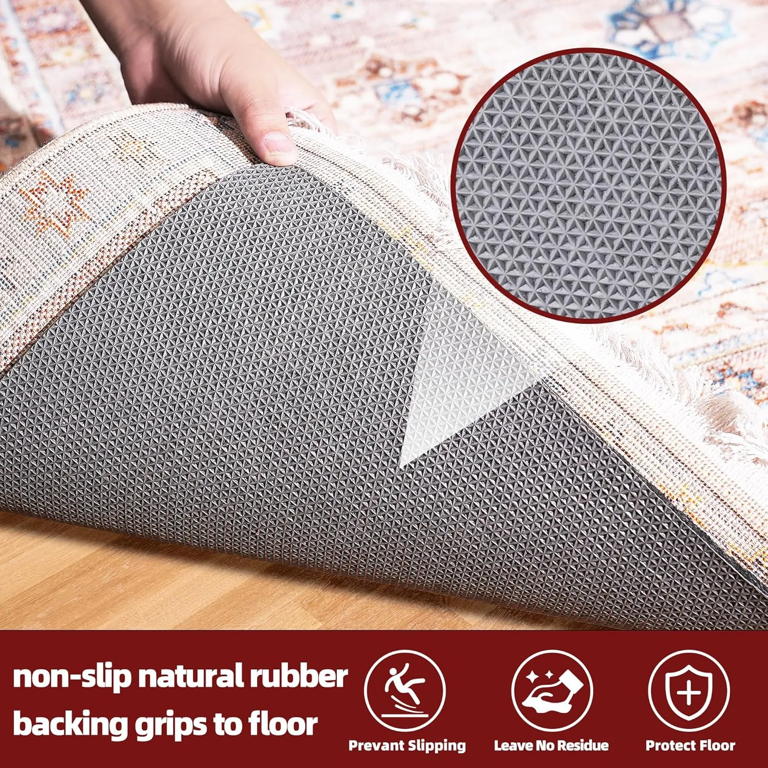 BAGAIL Felt and Natural Rubber Backing Rug Pads 1/4” Thick, 5 x 7 Ft Non Slip Carpet Gripper Keep Rugs in Place, Under Area Rug Protective Cushioned Pads, Carpet Runners, Hardwood Floors Protection