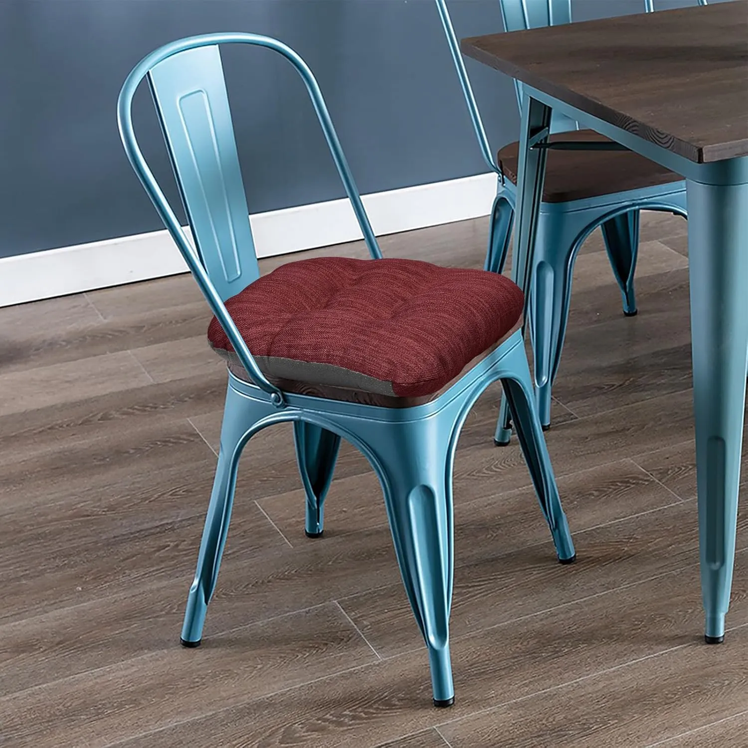 baibu 14×14 Metal Dining Chair Pads with Ties Set of 2, Super Soft Kitchen Chair Cushions Bar Stool Cushions with Non-Slip Bottom - 2 Pads only (Beige, 14×14×2.5in)