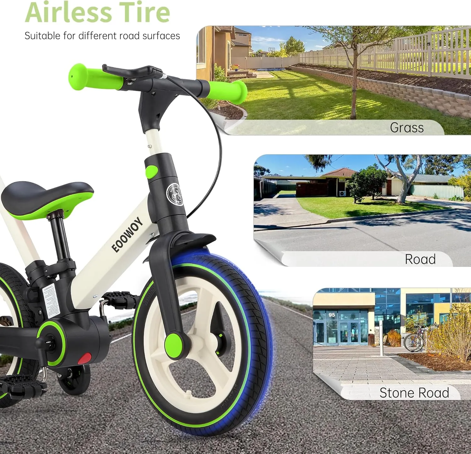 Balance Bike with Push Handle for Kids 18-60 Months, 6 in 1 Foldable Push Bike with Training Wheels & Pedals, Balance Bicycle for Boys and Girls with Brakes & Kickstand
