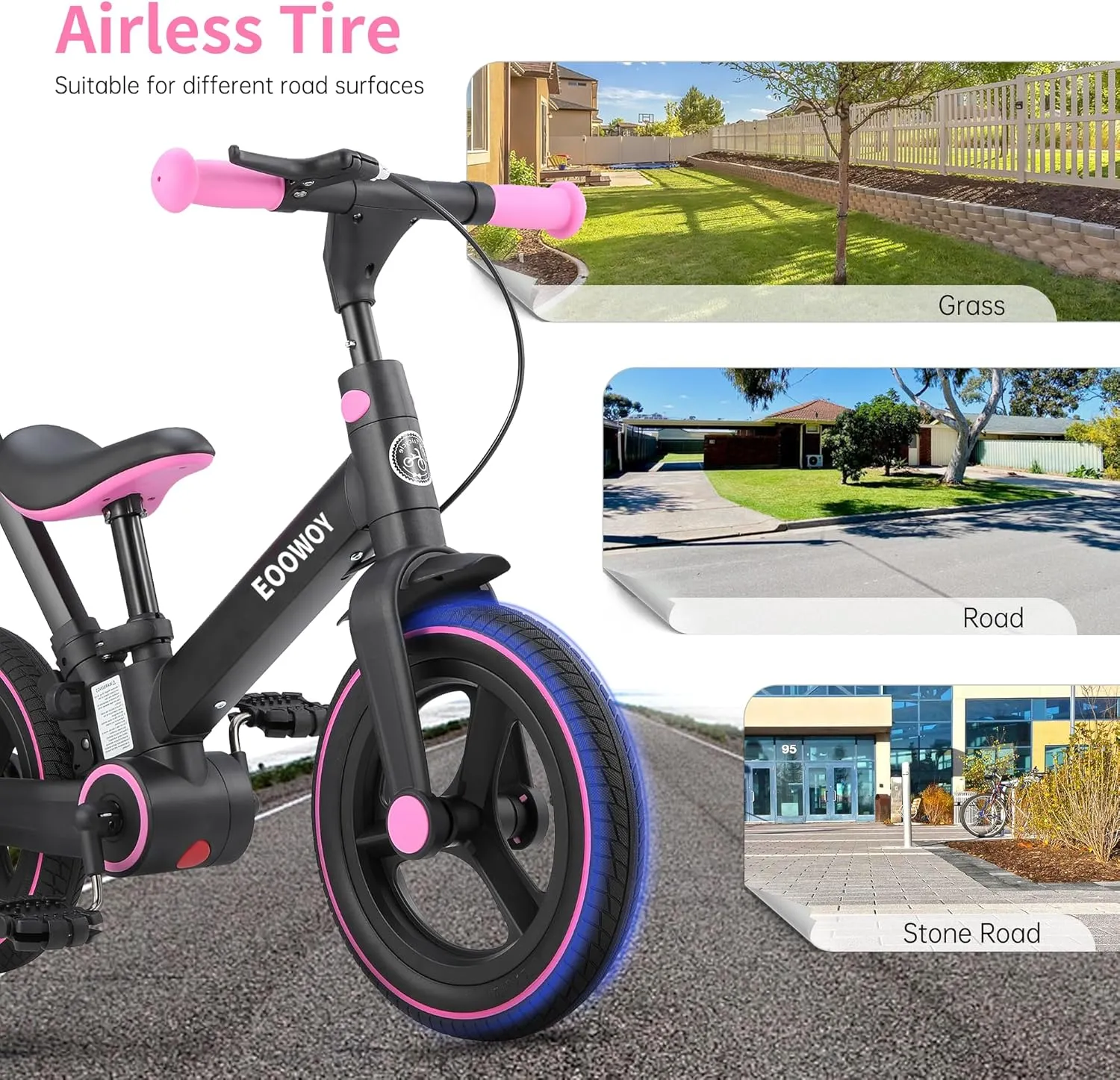 Balance Bike with Push Handle for Kids 18-60 Months, 6 in 1 Foldable Push Bike with Training Wheels & Pedals, Balance Bicycle for Boys and Girls with Brakes & Kickstand