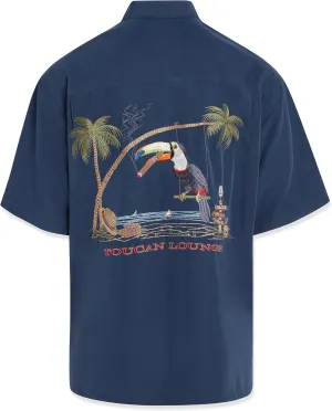 Bamboo Cay Men's Toucan Lounge Embroidered Short Sleeve Tropical Style Camp Shirt