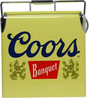 Banquet Retro Ice Chest Cooler with Bottle Opener 13 L /14 Quart Vintage Style Ice Bucket for Beers, Camping, Picnic, Beach, RV, BBQs, Tailgating, Fishing