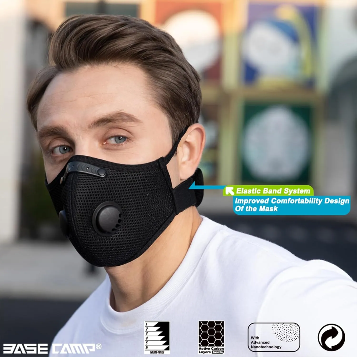 BASE CAMP M Plus Dust Face Mask with Extra 6 Activated Carbon Filters for Woodworking Construction Mowing Cycling (3)