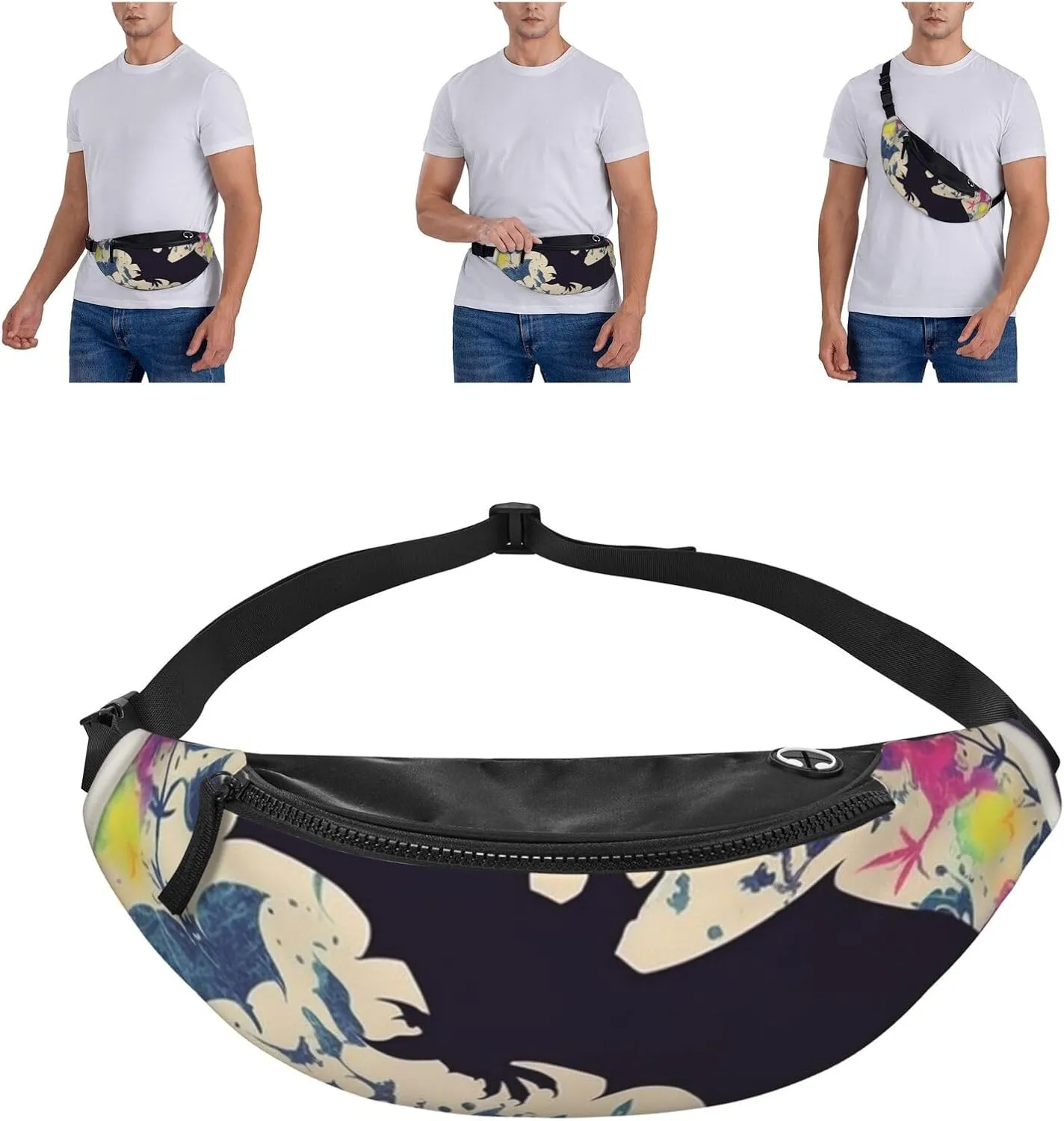 Bat Print Fanny Pack for Man Women Waist Bag Adjustable Belt Casual Chest Bag Bum Bags for Travel Sports Running Hiking Waist Packs