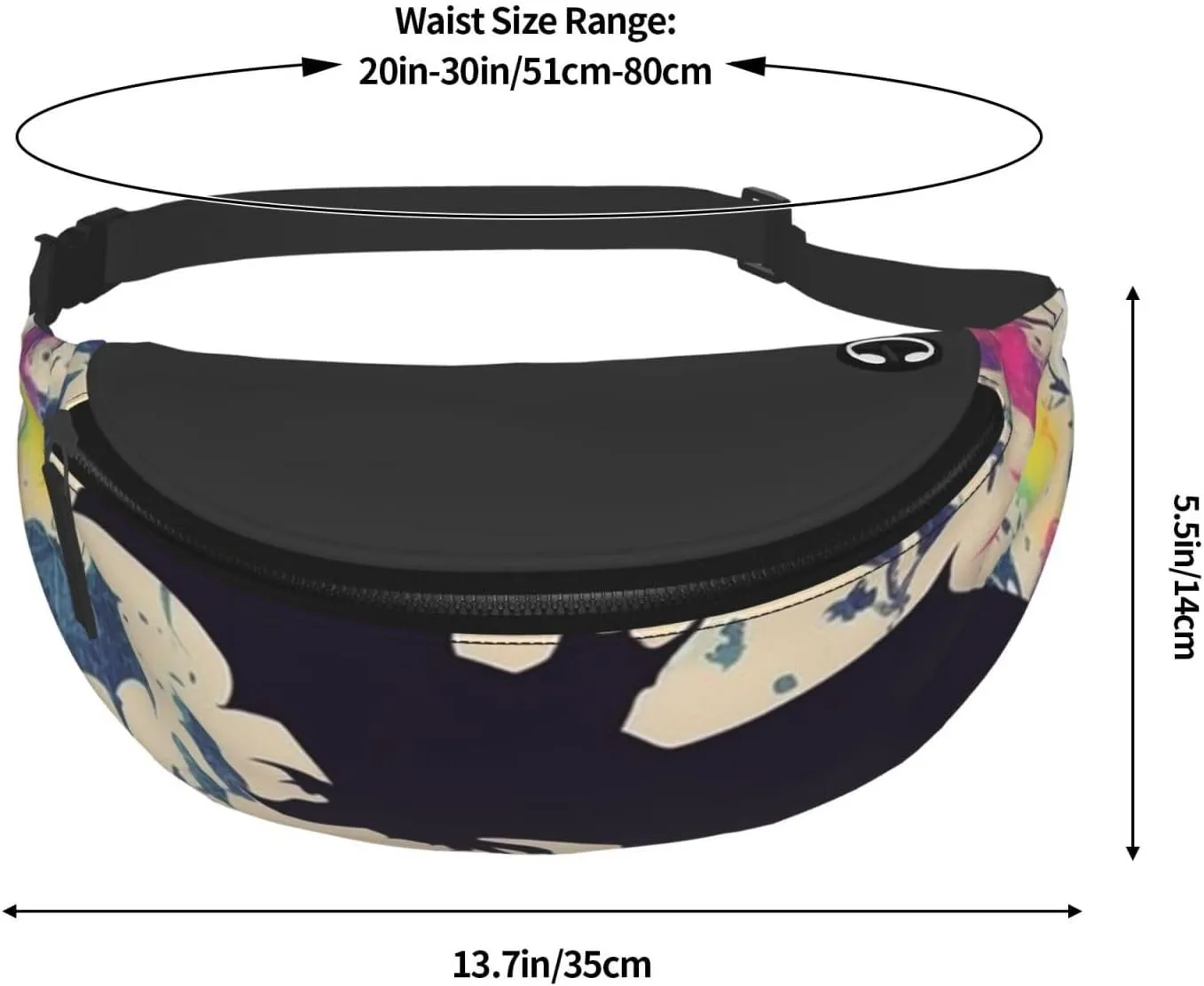 Bat Print Fanny Pack for Man Women Waist Bag Adjustable Belt Casual Chest Bag Bum Bags for Travel Sports Running Hiking Waist Packs