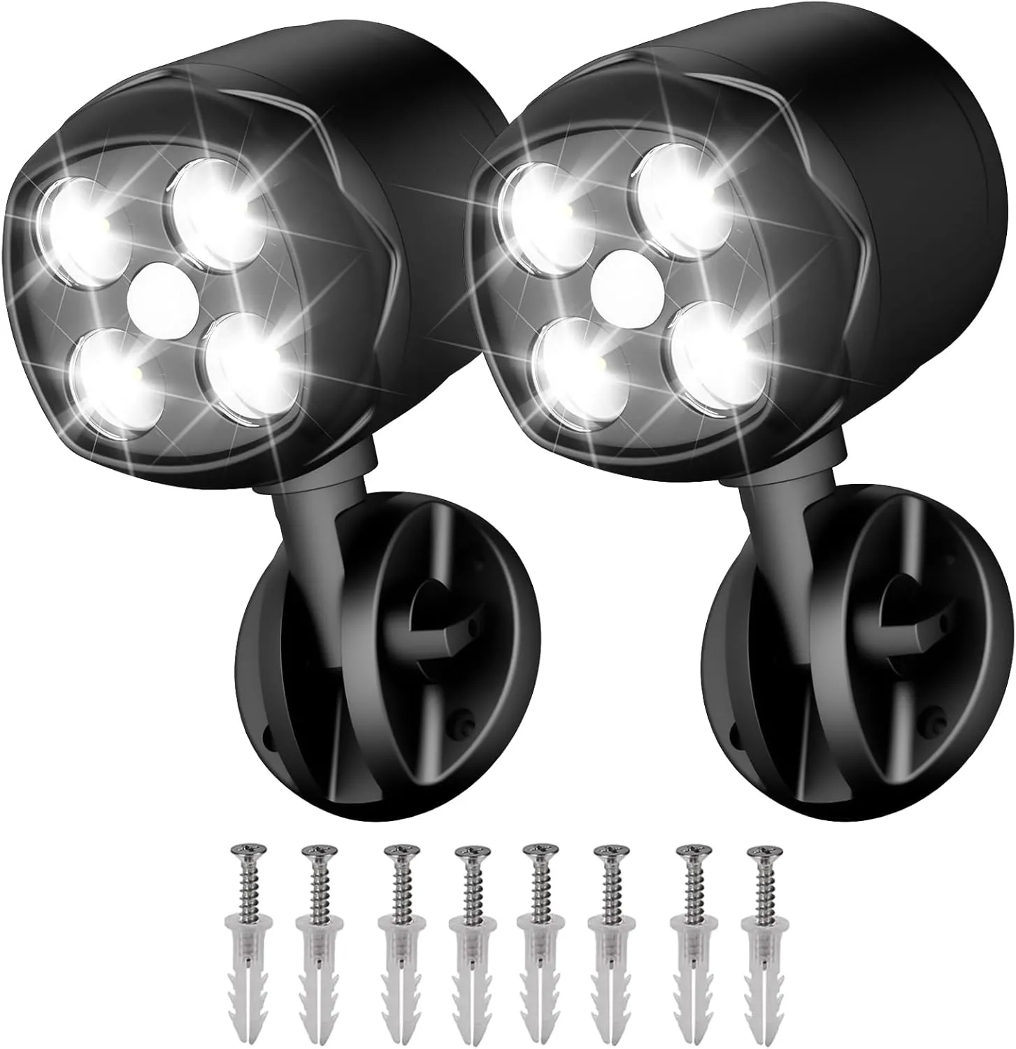 Battery Operated Motion Outdoor Waterproof Lights, 800 Lumen Ultra Bright Battery Powered Night Activation Wireless Security Spotlight for Porch, Trash Can, Stairs, Garage (2 Pack)