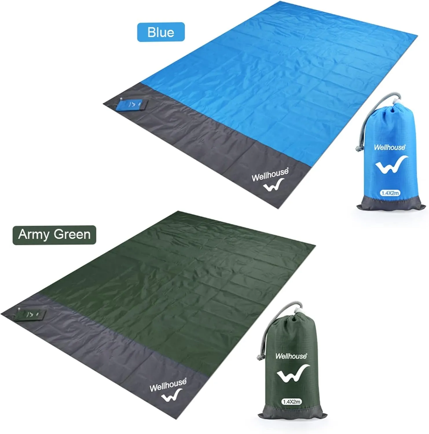 Beach Blankets Foldable Camping Blanket Waterproof Beach Mat Outdoor Portable Picnic Mat Camping Ground Mat Moisture-Proof Sleeping Pad(Blue)