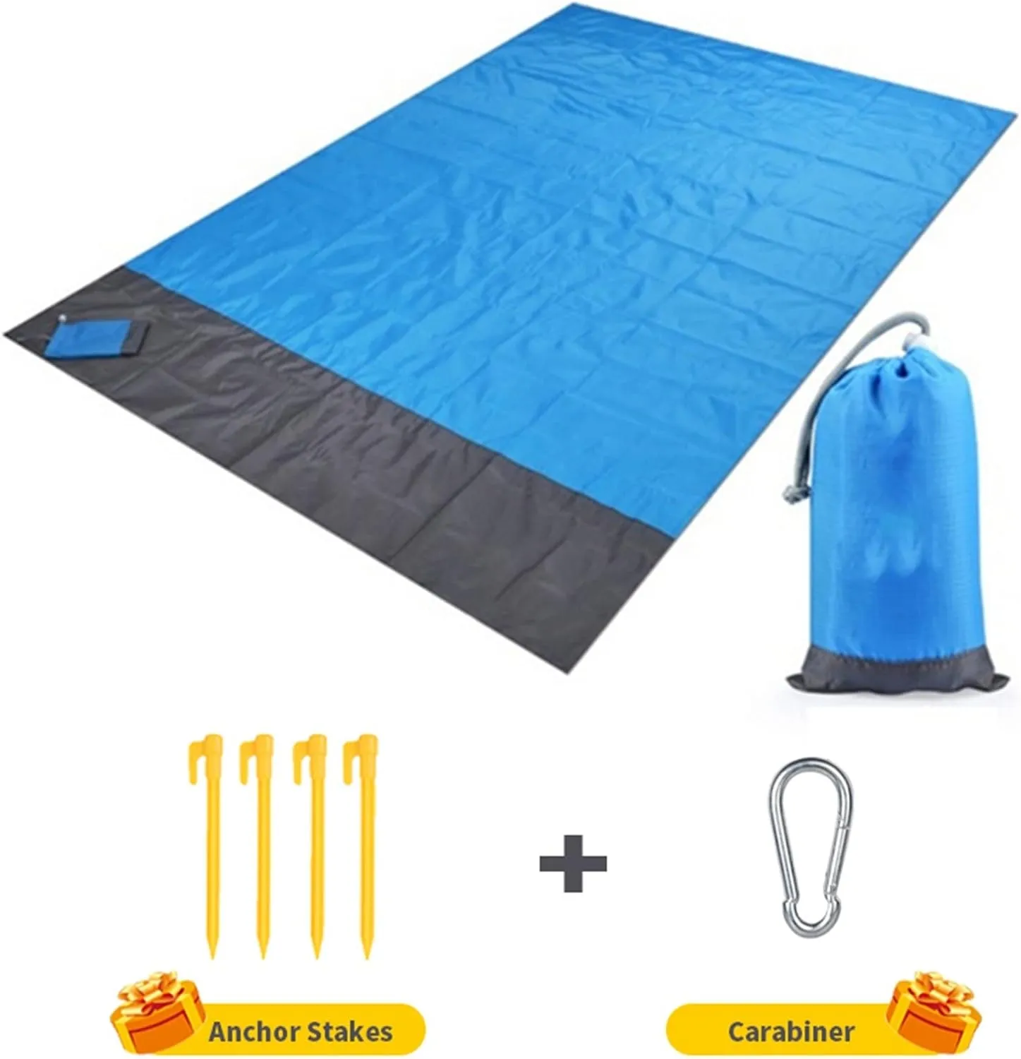 Beach Blankets Foldable Camping Blanket Waterproof Beach Mat Outdoor Portable Picnic Mat Camping Ground Mat Moisture-Proof Sleeping Pad(Blue)