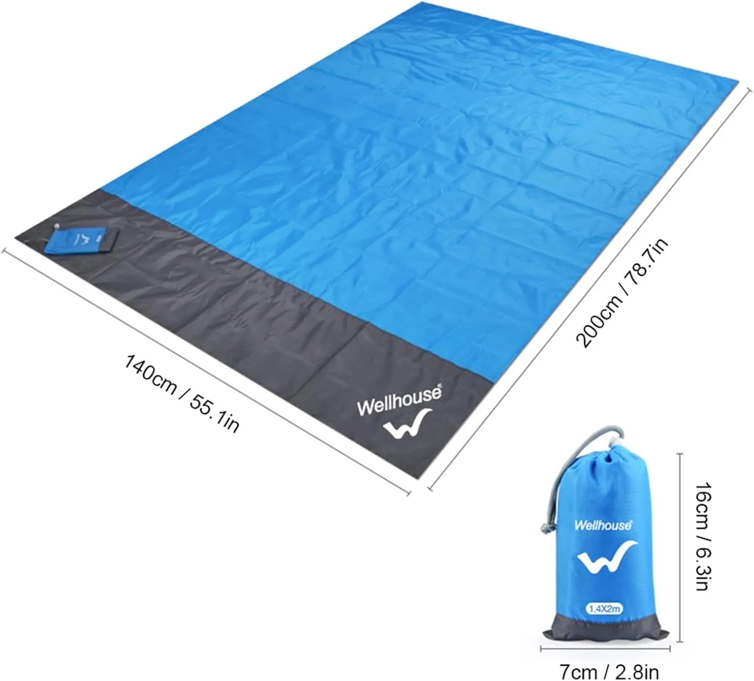 Beach Blankets Foldable Camping Blanket Waterproof Beach Mat Outdoor Portable Picnic Mat Camping Ground Mat Moisture-Proof Sleeping Pad(Blue)