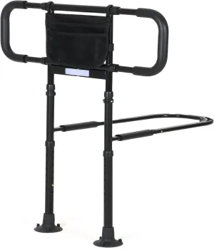 Bed Rails for Elderly Adults Safety: Bed Assist Rail with Adjustable Double Grips, Storage Pocket, Motion Sensor Light, Fits King, Queen, Full, Twin, Can Withstand 400LB (Black)