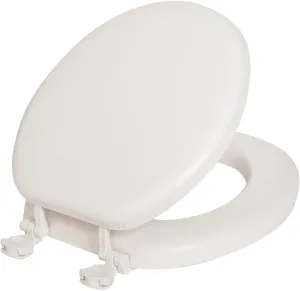 Bemis 15EC 000 Cushioned Toilet Seat, Round, Easy-Clean & Change Hinge, STA-TITE Fasteners, White - Quantity 4