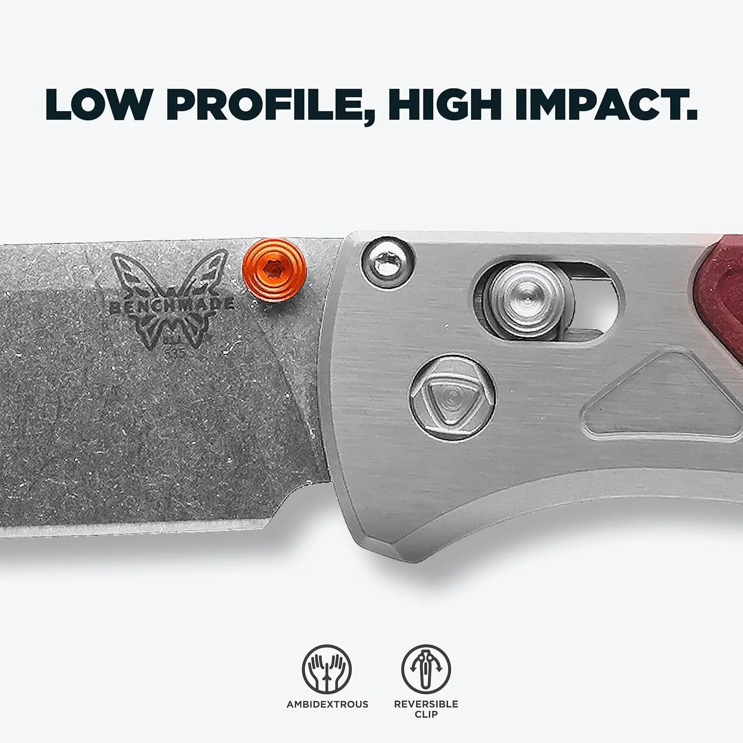 Benchmade - Bugout 535 EDC Knife with Grey/Redstone Aluminum & Richlite Handle (535-09)