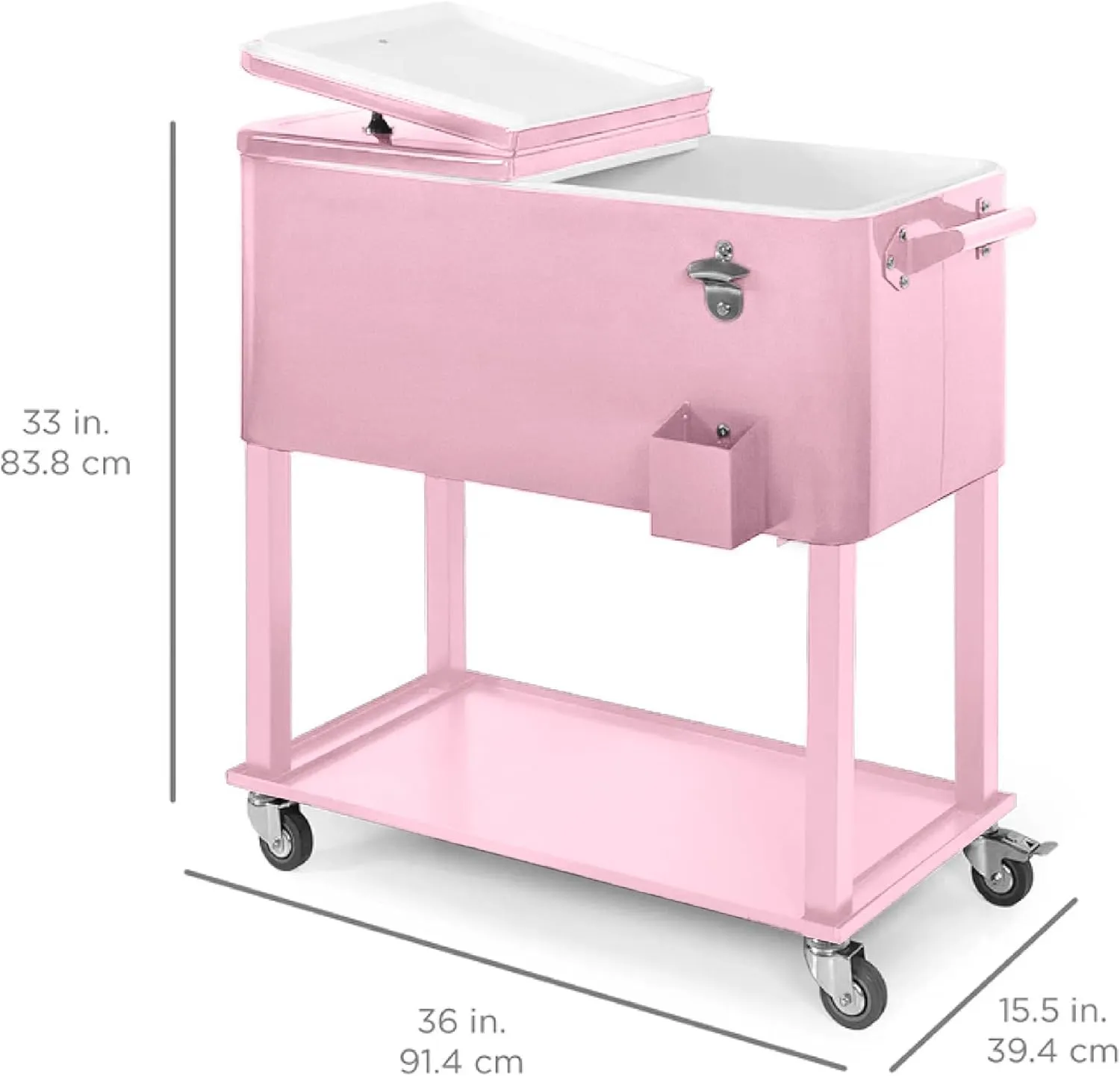 Best Choice Products 80-Quart Outdoor Steel Rolling Cooler Cart w/Ice Chest, Bottle Opener, Catch Tray, Drain Plug, Locking Wheels