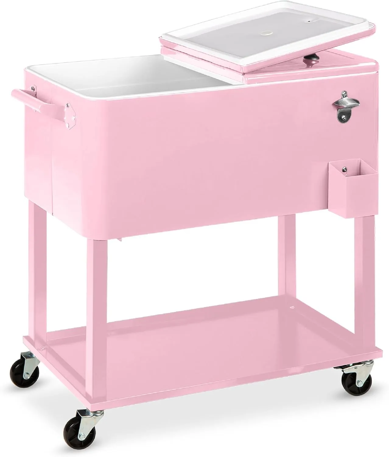 Best Choice Products 80-Quart Outdoor Steel Rolling Cooler Cart w/Ice Chest, Bottle Opener, Catch Tray, Drain Plug, Locking Wheels