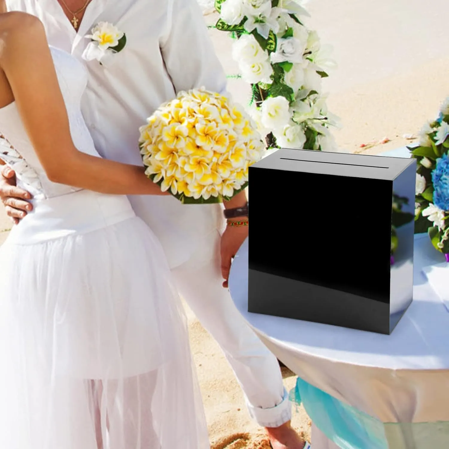 Black Acrylic Wedding Card Box, Large DIY Card Box Blank No Print for Wedding Reception, Graduation Party, Bridal Shower, Keepsake Party Favor, Cosmetic Home Decor