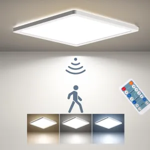 BLNAN Dimmable Motion Sensor LED Ceiling Light with Remote Control, 12 Inch 24W 2400LM Radar Motion Activated Flush Mount Wired Light Fixture for Closet Hallway Laundry Porch Stair, 3000K 4000K 5000K