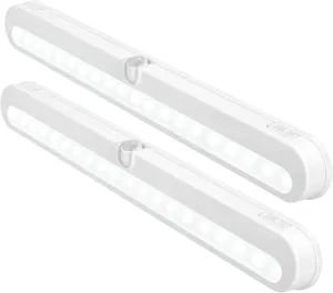 BLS T01L LED Closet Light Super Bright 20 LED Under Cabinet Lighting Battery Powered/DC Input Wireless Motion Sensing Light, Auto On Off Switch, Motion Sensor & Light Sensor, 2 Pack